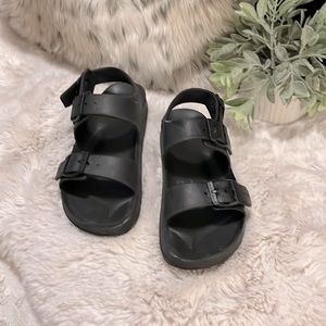 Zara Black Thick Buckle Strap Jelly Sandals Sz 35